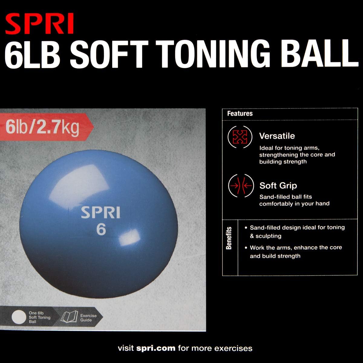 SPRI 6 LB Soft Toning Ball Hand Held Medicine Ball for Exercise Women Men Fitness Strength Training Equipment: Health & Personal Care