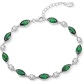 STARCHENIE 925 Sterling Silver Tennis Bracelet, Marquise Cut Crystals Jewelry, 7.5 Inch with Extender