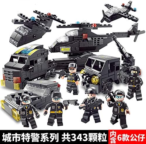 FANSDIA UK Military toy building blocks for children assembled jigsaw puzzle toy cars compatible with Lego,SWAT helicopter 343 (6 in 1)