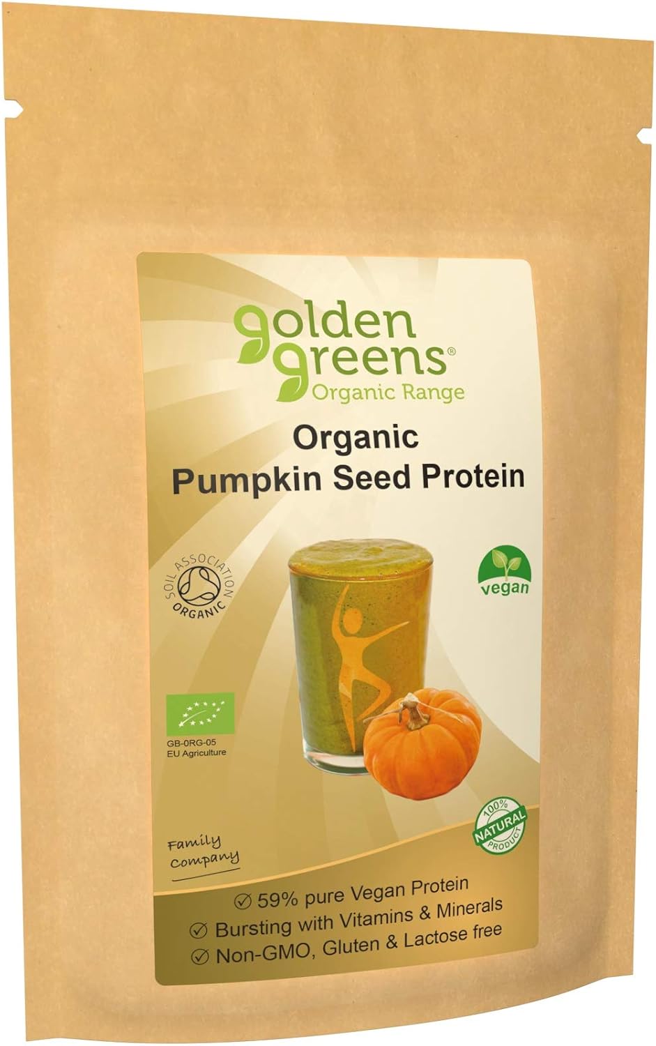 Golden Greens Organic Pumpkin Seed Protein Powder 250g, White, 250 g (Pack of 1)