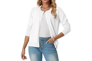 GRECERELLE Women's Long Sleeve Lightweight Crewneck Casual Cardigan Sweater, S-2XL
