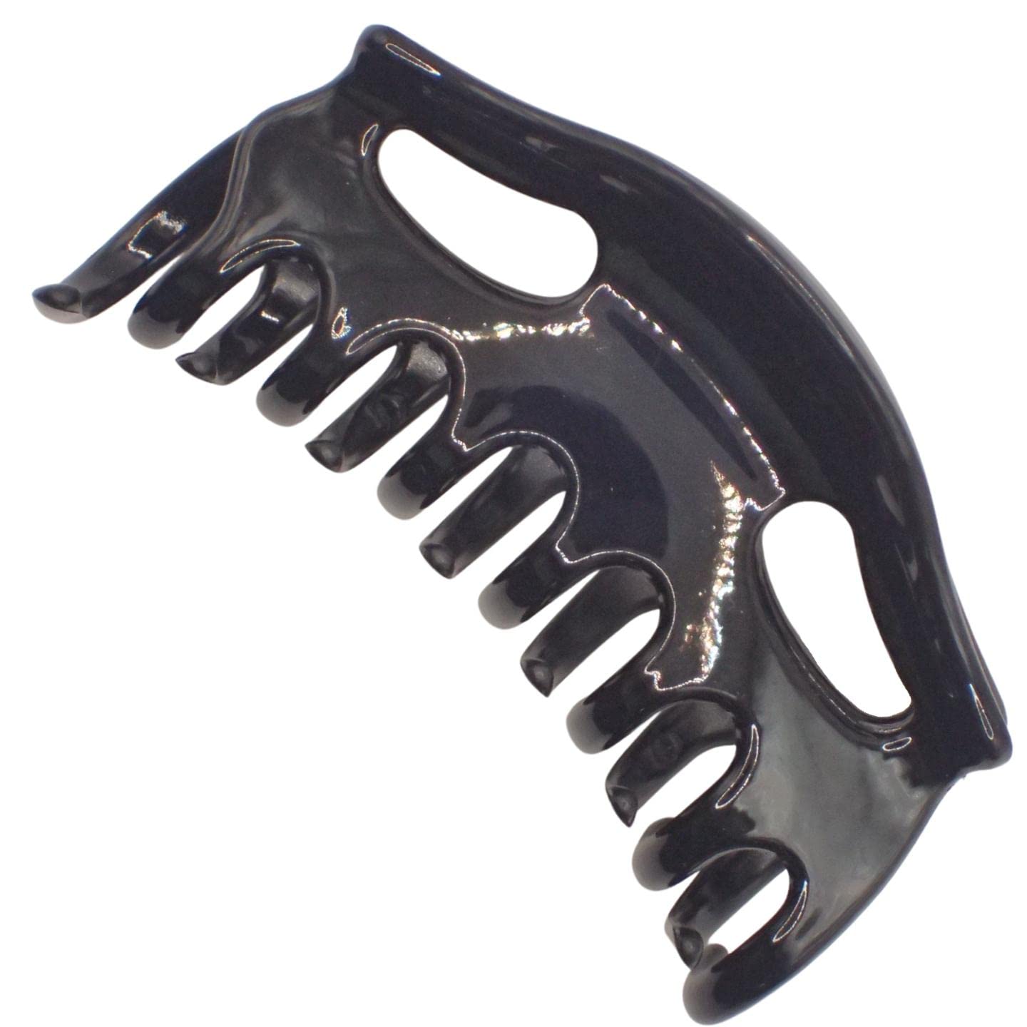 Topkids Accessories 9cm Black or Brown Tort Hair Claw Clip, Detailed Hair Claw for Women & Girls, Thick Hair Claw, Hair Clips Women Claw Clips, Medium Clamps & Claws for Thick Hair (Black Curved Top)