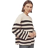 NAADAM Womens Super Luxe Cashmere Striped Crewneck