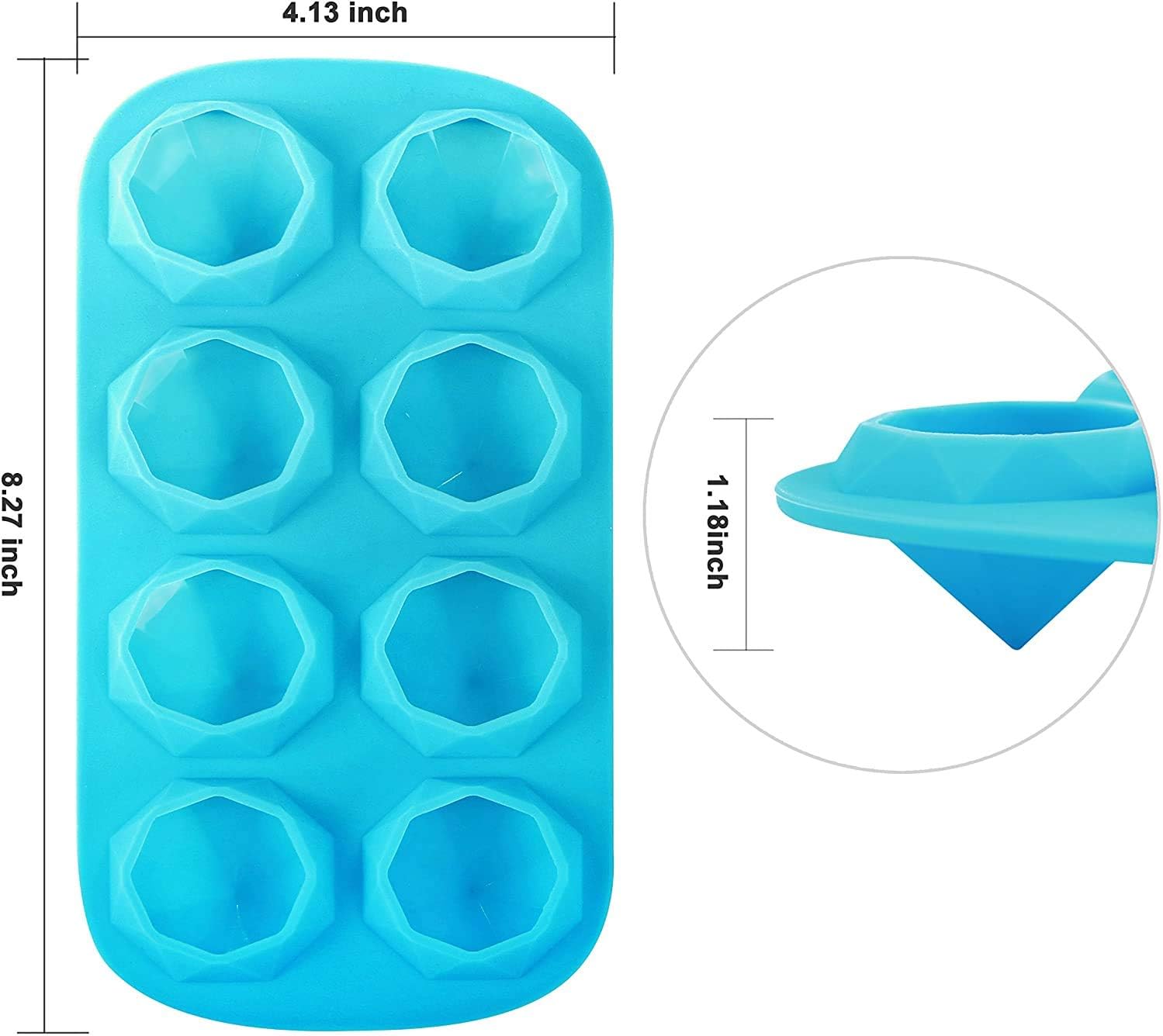 Webake Diamond Ice Cube Moulds Silicone Small Ice Cube Tray 2 Pcs 3.5 x 3 cm Reusable Ice Cube Trays for Whiskey Cocktail Juice Drinking - Image 5