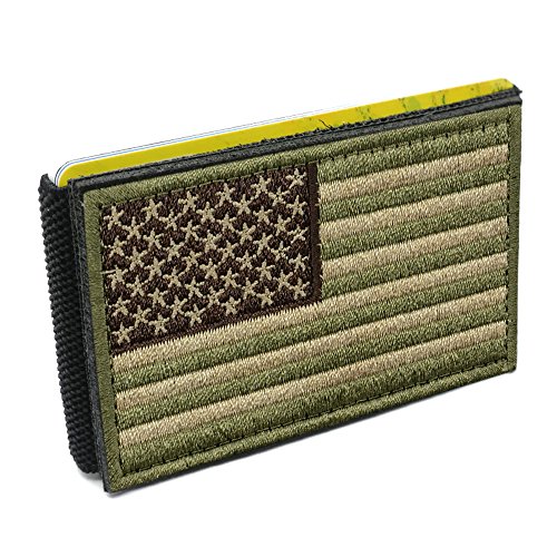 iCraft-94020W Slim Front Pocket USA Flag Tactical Patch Wallet-Multitan