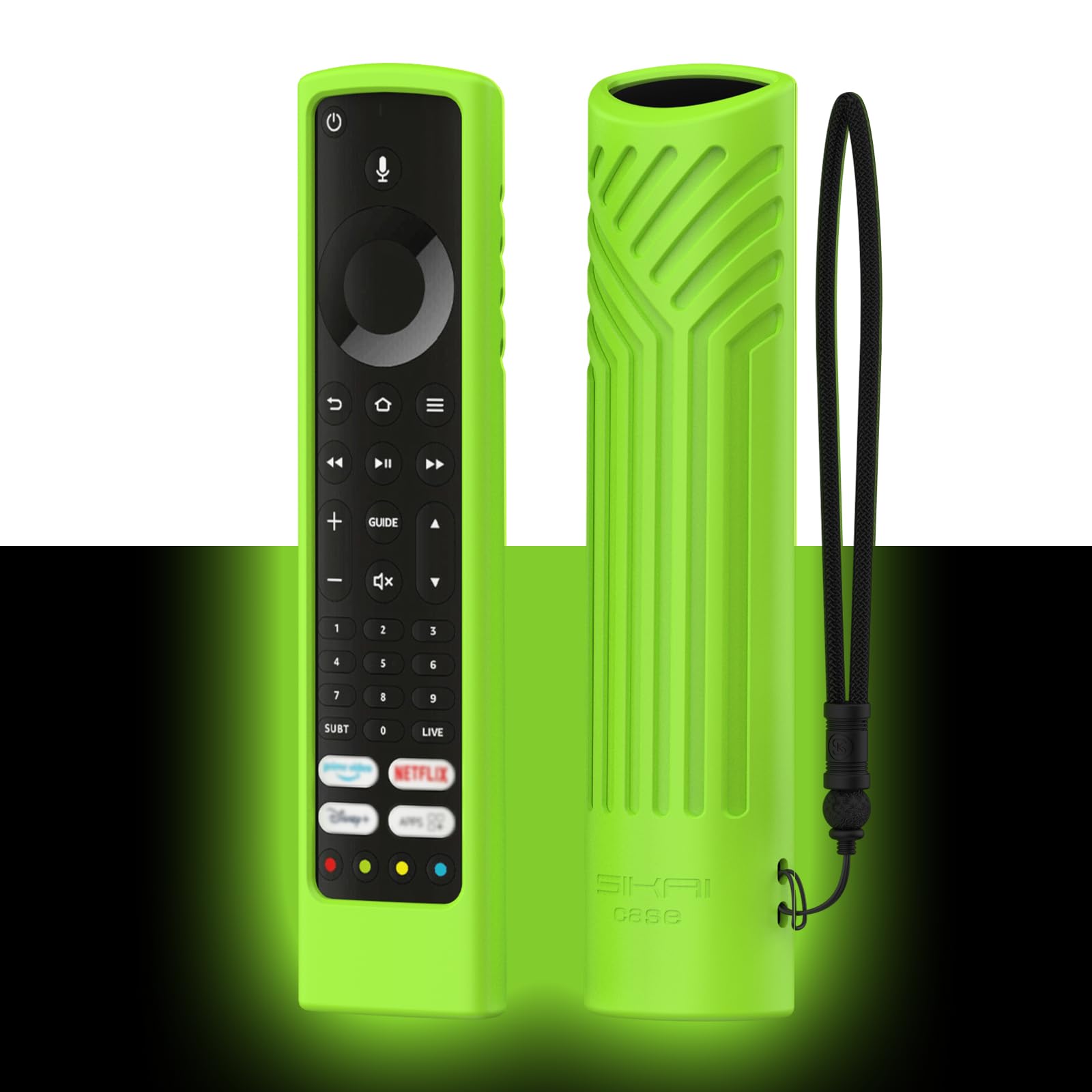 Universal Remote Control Cover for TOSHIBA CT-8565, JVC RM-C3253, Xiaomi Fire Smart TV F2, TCL CF630 YKF494-B204 - Anti Slip Silicone, Anti-Lost with Loop, Fluorescent Green