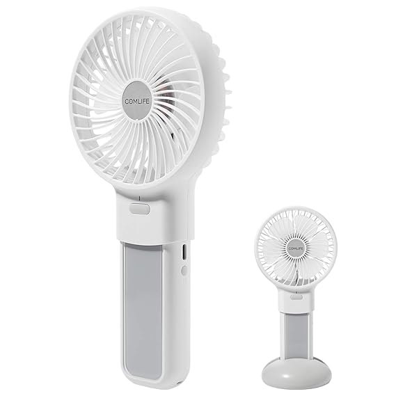 COMLIFE Handventilator, Mini tragbarer persönlicher USB-Ventilator mit Aufladbarem Akku, Faltbarer Tischventilator mit Powerb
