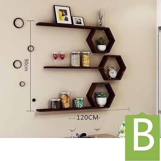 Wushuang Madera Maciza Flotante Estantes Pared Colgante Pared