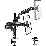 HUANUO Dual Monitor Stand - Height Adjustable Gas Spring Double Arm Monitor Mount Desk Stand Fits Two 17 to 32 inch Screens w