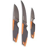 OUTDOOR EDGE VANTEX 4-Piece Roll Pack Hunting Knife Set - Includes Drop-Point, Boning, Caping Knives & Sharpener - Great Elk and Deer Field Dressing Processing Kit for Hunters