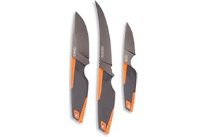 OUTDOOR EDGE VANTEX 4-Piece Roll Pack Hunting Knife Set - Includes Drop-Point, Boning, Caping Knives & Sharpener - Great Elk and Deer Field Dressing Processing Kit for Hunters