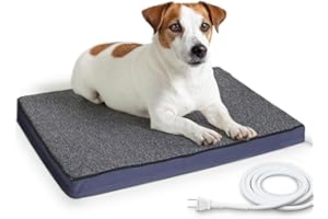 MARUNDA Outdoor Pet Heating Pad for Dogs & Cats - 100% Waterproof Memory Foam Outdoor Heated Cat Bed with Double Built-in AutoThermostat - Heated Pet Bed for Outside Animals Puppy - with Removable Washabl