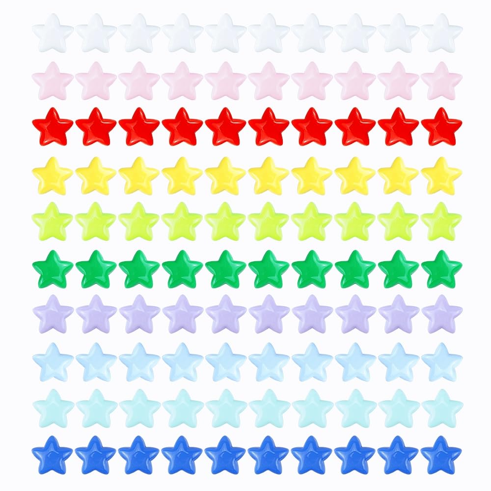 100 PCS Colorful Resin Stars Flatback No Holes Plastic Mini Star Bulk Resin Embellishments for Crafts Accessories