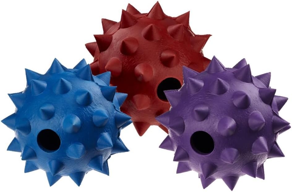 Classic PETBLIS Rubber Spike Ball With Bell 9cm 3.5 inches, 100 g, Blue