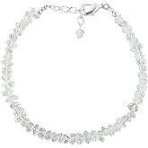 CRYSTALINES AAA Grade Natural Raw Gemstone Dainty Bracelet, Rough Stones, Handmade Bohemian Jewelry, Healing Crystals, Silver Plated Bracelet, Birthstone, Christmas Gift for Women