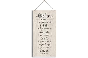 HILUS Kitchen Rules Sign, Funny Rustic Kitchen Decor for Counter, Farmhouse Kitchen Sign, Kitchen Decoration for Kitchen Wall Decor, Kitchen Counter Decor (12" x 6" x0.12" inch)