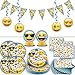 Emoji Party Supplies for 16: Includes Plates, Napkins, Hanging Banner, Swirl Decorations, Centerpieces