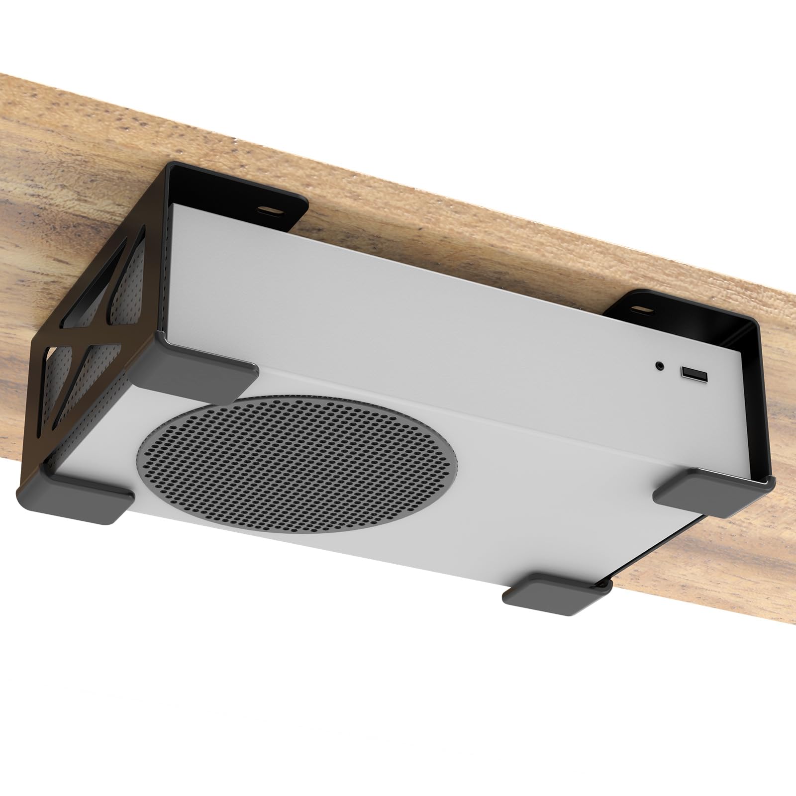 Famiron Under Desk Storage Mount Compatible for Xbox Series S, Under Desk Holder Compatible for Xbox One S/X/360, Metal Under Desktop Storage Mount,Desktop Mini PC Holder