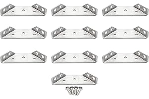 Pxyelec Silver Brace Corner Stainless Steel Brace Cupboard Corner Three Sided Guard Angle Bracket Protector, Pack of 10
