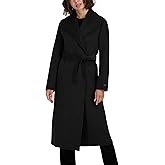 TAHARI Women's Slim Fit Double-faced Soft Wool Blend Wrap Coat With Tie Belt – Long Wool Coat