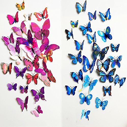PET TOLAND - 12pcs - 3D Luminous Butterfly Wall Stickers Decor Art Decorations - Removable Wall Stickers - For Nursery Room Classroom Offices Kids Bedroom Bathroom Living Room