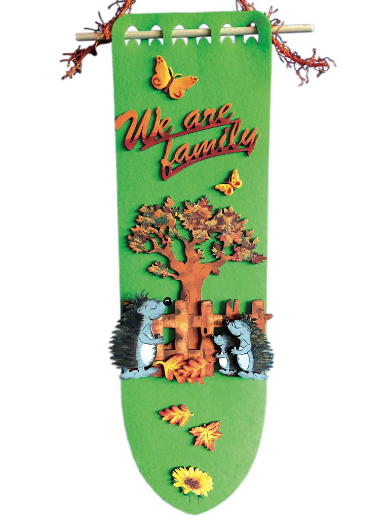 News A-TSF30IG61 Petra's Craft making Türschal "We are family" with Hedgehog