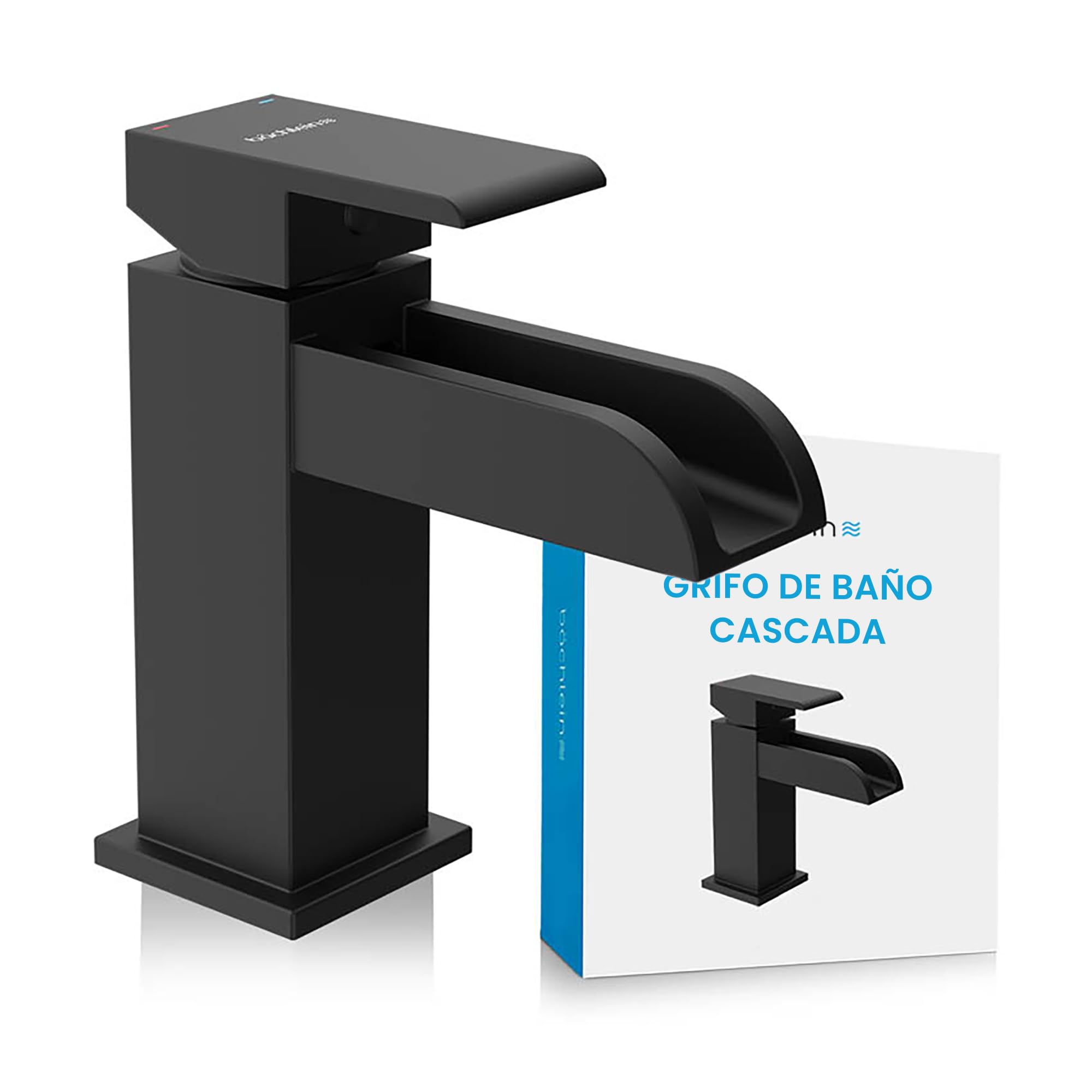 Bächlein Water Tap for The Bathroom in Stream Design, Single-Lever Mixer with Durable Ceramic Cartridge and Installation Set, Matt Black Bathroom Faucet