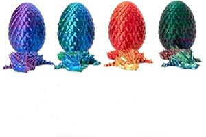 HUAWELL 4 Pack 3D Printed Dragon in Egg,Full Articulated Dragon Crystal Dragon with Dragon Egg,Flexible Joints Home Decor Executive Desk Toys,Home Office Decor Executive for Autism