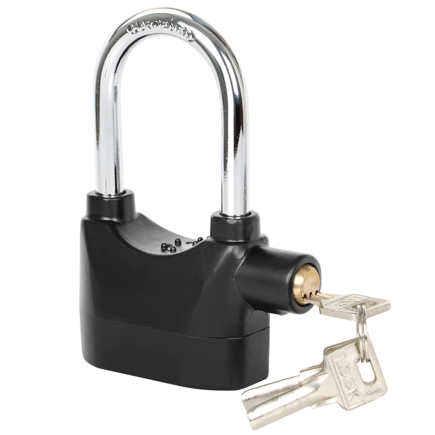 TRIXES Alarmed Padlock - Heavy Duty Weatherproof Long Shackle Padlock - 110db