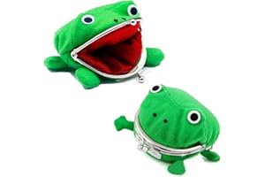 LOPURO Frog Coin Wallet, Anime Cosplay Plush Frog Coin Purse Green Cartoon Frog Money Pouch Cute Funny Wallet for Halloween Gifts