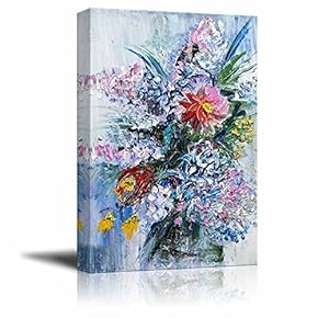 Canvas Prints Wall Art - Bouquet of Spring Flowers in Oil Painting Style | Modern Wall Decor/Home Decoration Stretched Gallery Canvas Wrap Giclee Print & Ready to Hang - 12" x 18"