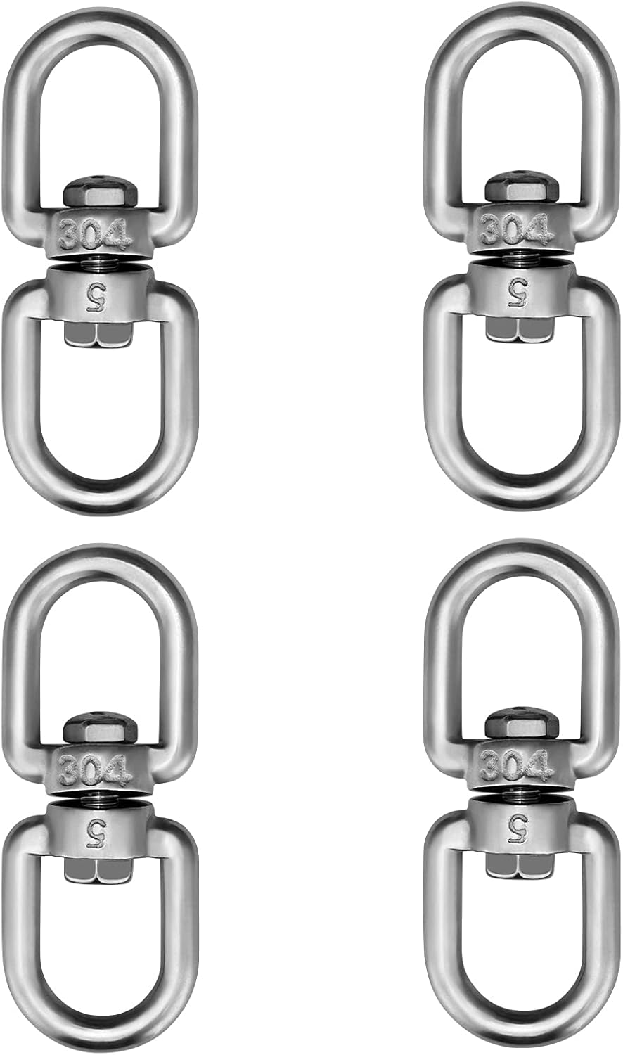 Outdoor Hanging Brackets - luvtree M5 Swivel Hook, Stainless Steel Swivel Eye Hook, Double Ended Hanging Rotating Hook for Plant Baskets,Bird Feeders,Bird Cages and Other Garden Decorations Hanging,etc 4 PCS