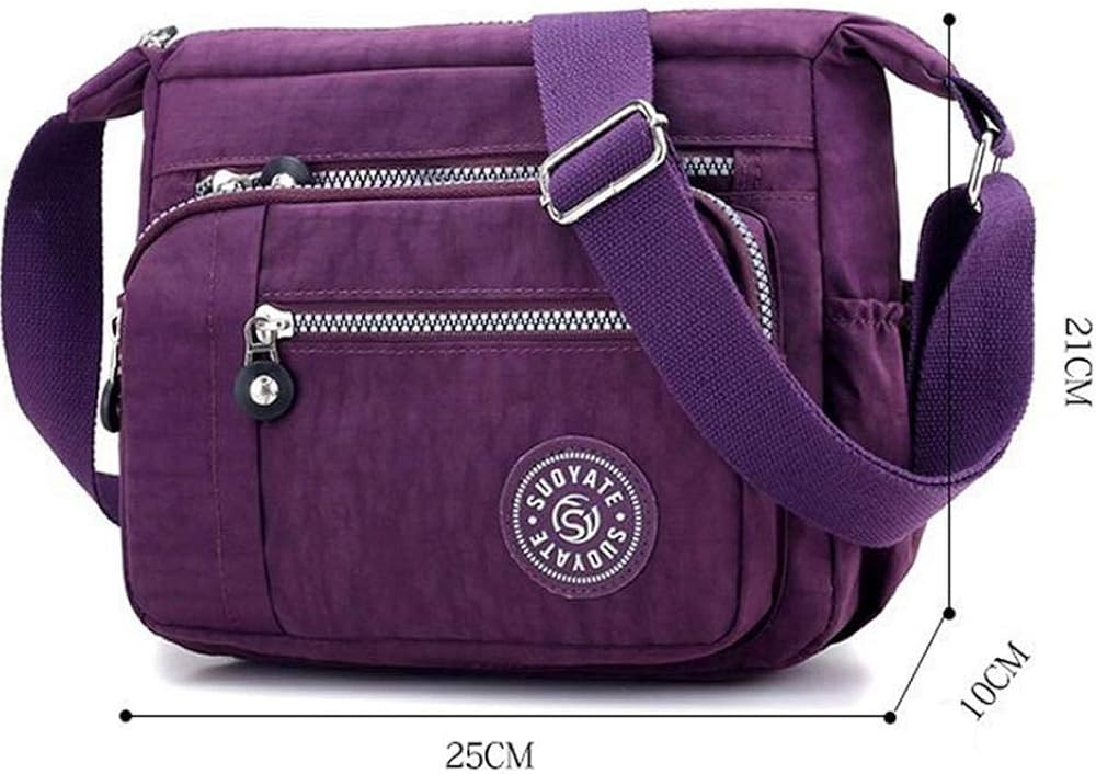Milky Way Womens Nylon Crossbody Bag Waterproof Multi-Pocket Shoulder Tote Lightweight Travel Messenger Bagopping Hiking Daily Use (Gray) - Image 3