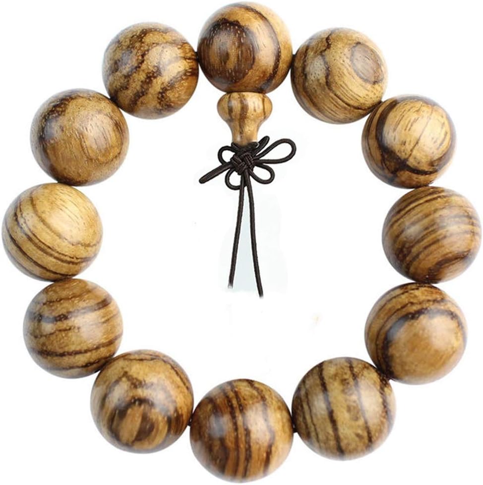 Qzoxx Mantra Man Woman Tibetan Buddhist 20mm Vietnam Agarwood Beads Fo Kwan-yin Mala Meditation Wrist Bracelet Yoga Bracelet