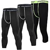 SS COLOR FISH 3 Pack 3/4 Men's Compression Pants Athletic Baselayer Workout Sports Running Legging Running Tights for Men