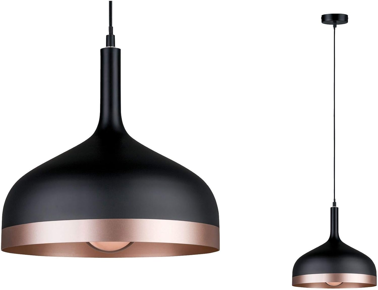Paulmann 79629 Neordic Embla Pendant luminaire max. 1x20W Pendant lamp for E27 Lamps Ceiling lamp Black/Copper matt 230V Metal Without lamp