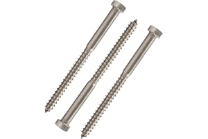 Conquest Fasteners 3/8"-7 x 5" Hex Head Lag Bolt (25 Pack) - 316 Stainless Steel, Hexagon Head Wood Screw