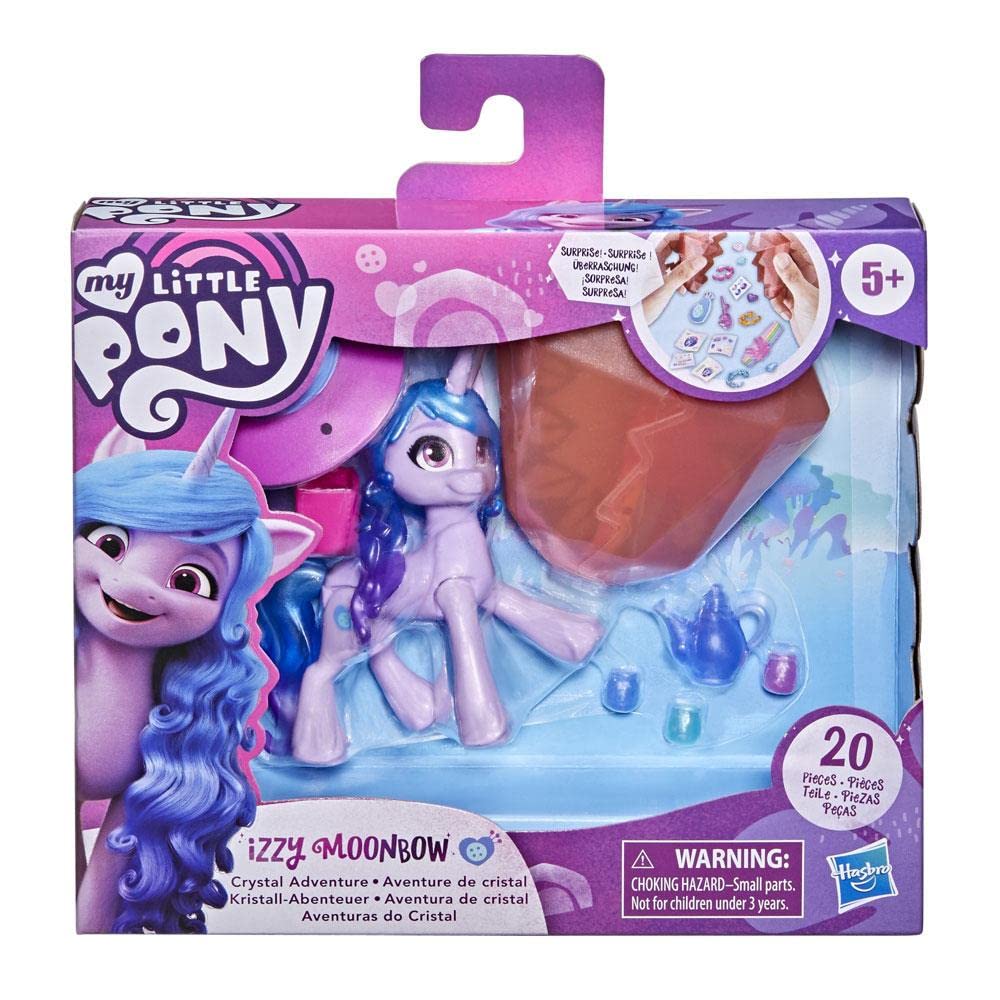 My Little Pony: A New Generation Movie Crystal Adventure Izzy Moonbow - 3-Inch Purple Pony Toy, Surprise Accessories, Friendship Bracelet