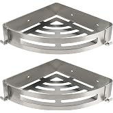 NearMoon Bathroom Shower Caddy 2 Pack, 304 Stainless Steel Shower Organizer with 2 Hooks, No Drill (Corner Shelf, Brushed Nickel)