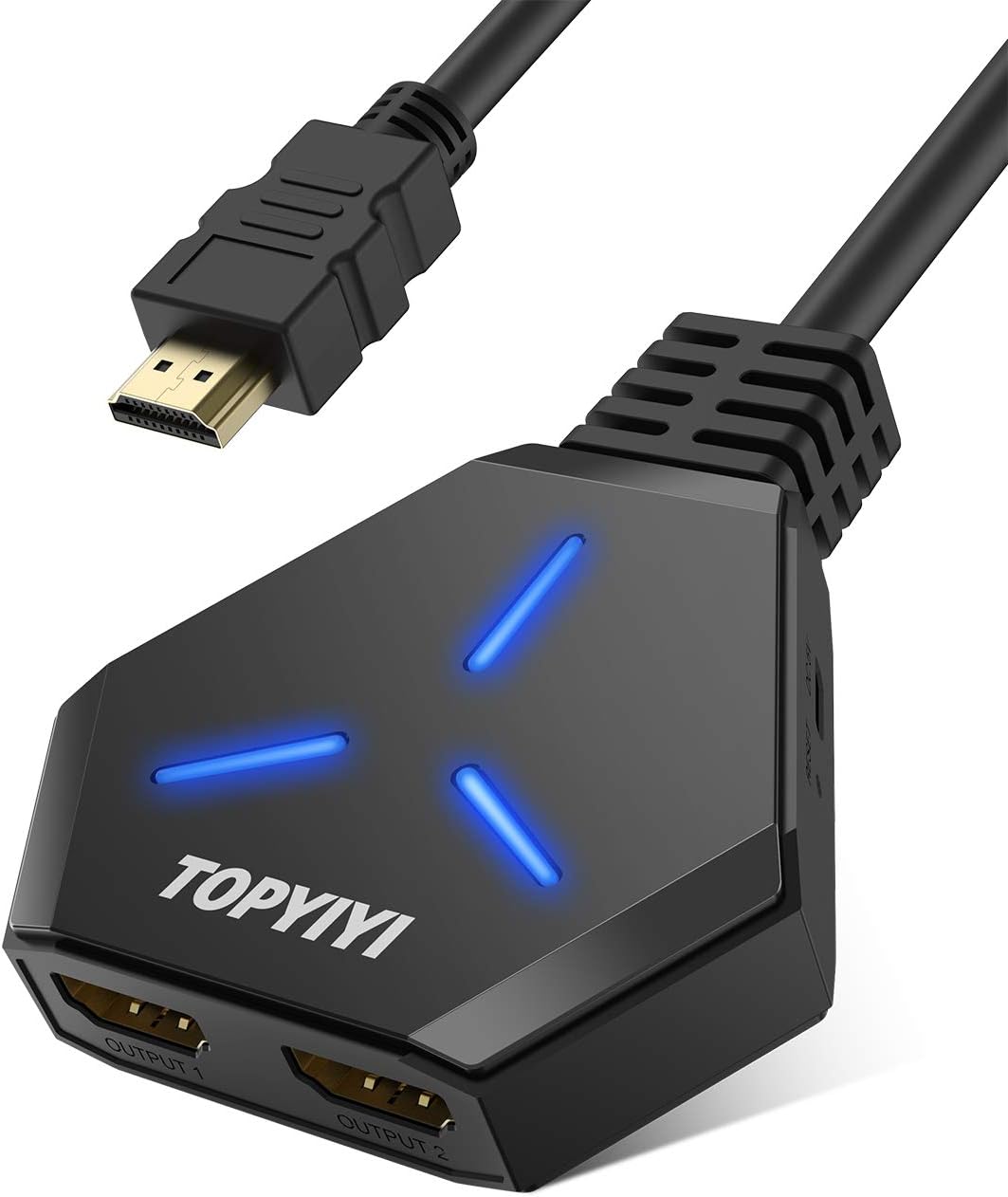 HDMI Splitter 1 in 2 Out, TOPYIYI 4K HDMI Splitter for Dual Monitors with Built-in High Speed Cable, HDCP1.4 Bypass, Supports 4K@30Hz 3D 1080P for Xbox PS4 PS3 Blu-Ray Player Fire Stick Cable Box: Home Audio & Theater