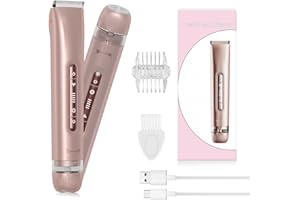 YINOWT Bikini Trimmer for Women - 2025 New 2-in-1 Dual-Head Electric Shaver，Rechargeable Professional Painless Electric Razors, IPX7 Waterproof Body Hair Trimmer & Facial Hair Remover for Wet & Dry