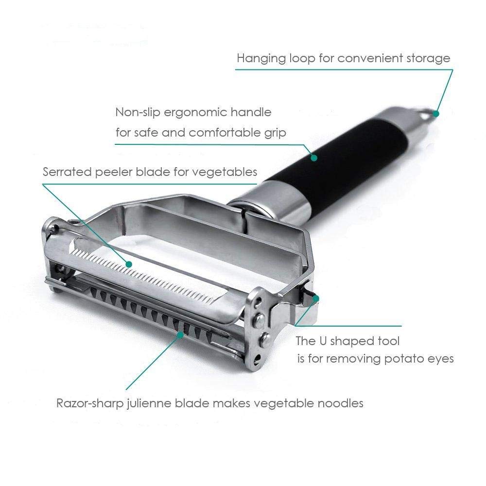 Stainless Steel Potato,Carrot,Cheese,Cucumber Peeler Grater Julienne Slicer Home Kitchen Tool for Fruit and Vegetable
