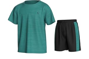 Essenclo Boys Athletic Shorts and Performance T-Shirt Crew Neck Boy Clothes Set, Summer Kids Outfit Size 3-16 (2 Pcs Set)