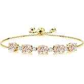 Gem Stone King 5.20 Ct Oval Peach Morganite 18K Yellow Gold Plated Silver Bracelet For Women
