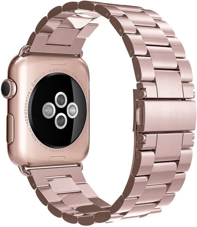 ImmSss Metal Band Compatible for Apple Watch Band Series 4 40mm 44mm/ iWatch Series 3 2 1 38mm 42mm, Wristband Strap Cuff Bangle Bracelet (Pink, 38mm/42mm)