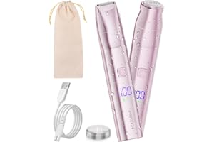 PRITECH Bikini Trimmer for Women 2 in 1 Electric Razor for Women Face - Wet and Dry Electric Lady Shaver, Smooth Facial Hair Remover and Body Hair Trimmer for Bikini Leg Underarm Face Private Area, Pink