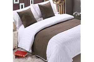 Mengersi Solid Bed Runner Scarf Protector Slipcover Bed Decorative Scarf for Bedroom Hotel Wedding Room(Full/Queen, Coffee)