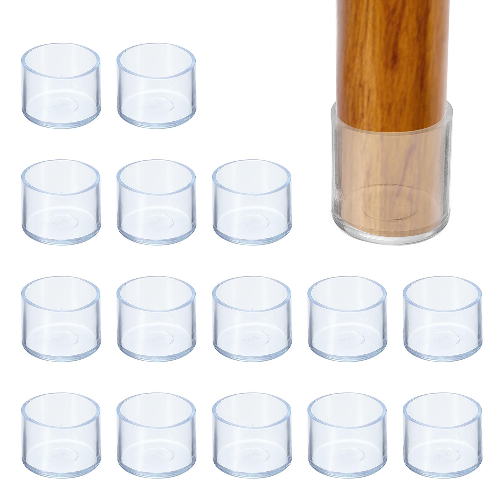 PATIKIL Round Rubber Chair Leg Caps Tips 3/8", 16 Pcs Plastic Furniture Leg Floor Protectors No Scratches No Noise for Chair Leg Protect Hardwood Floor, Transparent