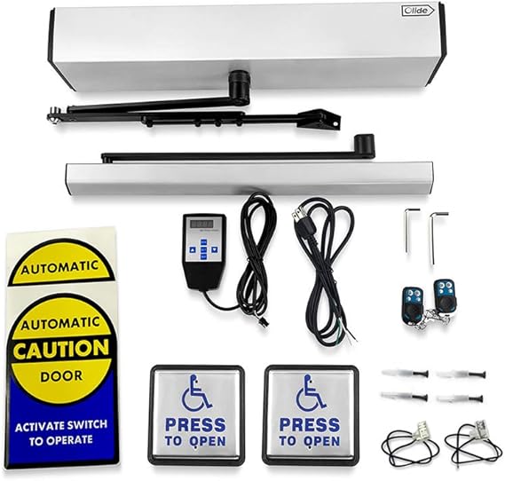 Olideauto DSW120 Handicap Electric Door Opener with Wired Stainless Steel Handicap Push Switch