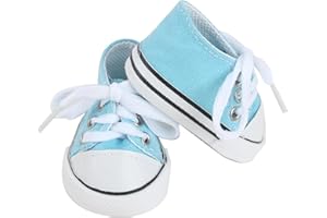 MSYO Cute Canvas Shoes for 18-Inch Dolls, Available in 10 Colors, Low-Top Doll Canvas Sneakers with Laces for 18 Inch Dolls, Match for 18 Inch Boy or Girl Dolls - Light Blue Doll Shoes